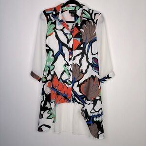 GARCIA size S colorful button up high low chiffon women’s blouse #0027